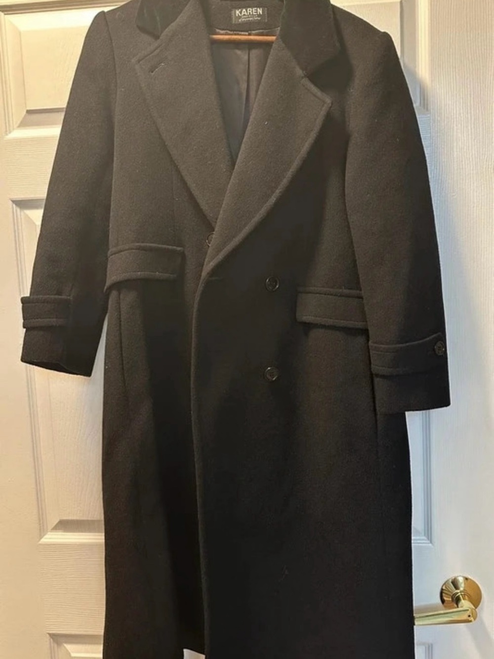 VTG Karen Petites Wool Cashmere Long Trench Coat